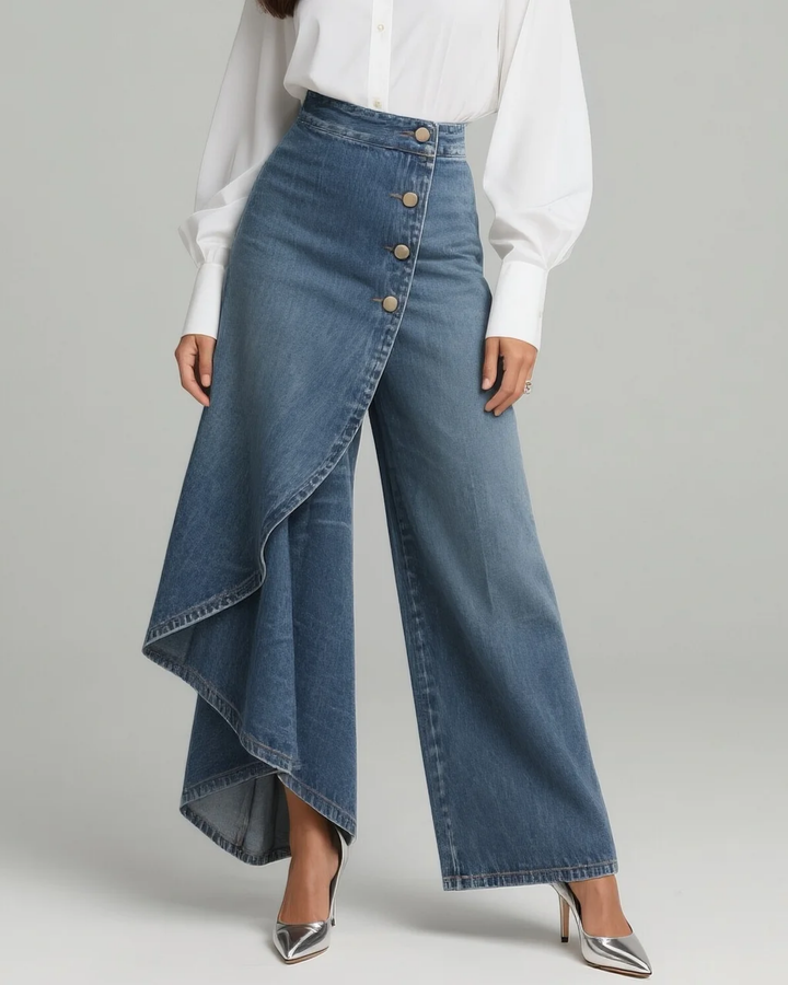 Jeans in denim con chiusura a portafoglio