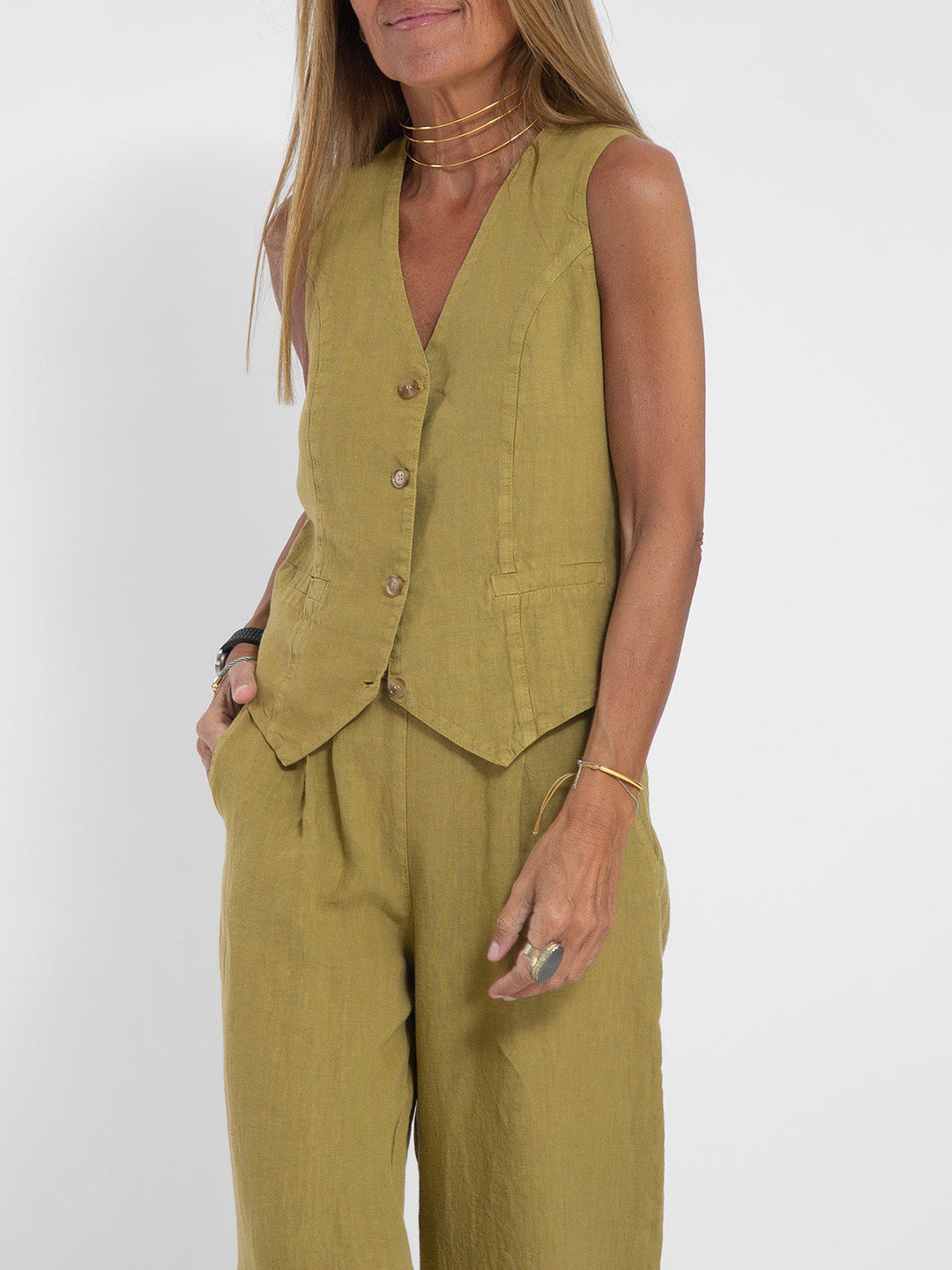 Aira – Completo elegante di due pezzi con gilet e pantaloni a gamba larga