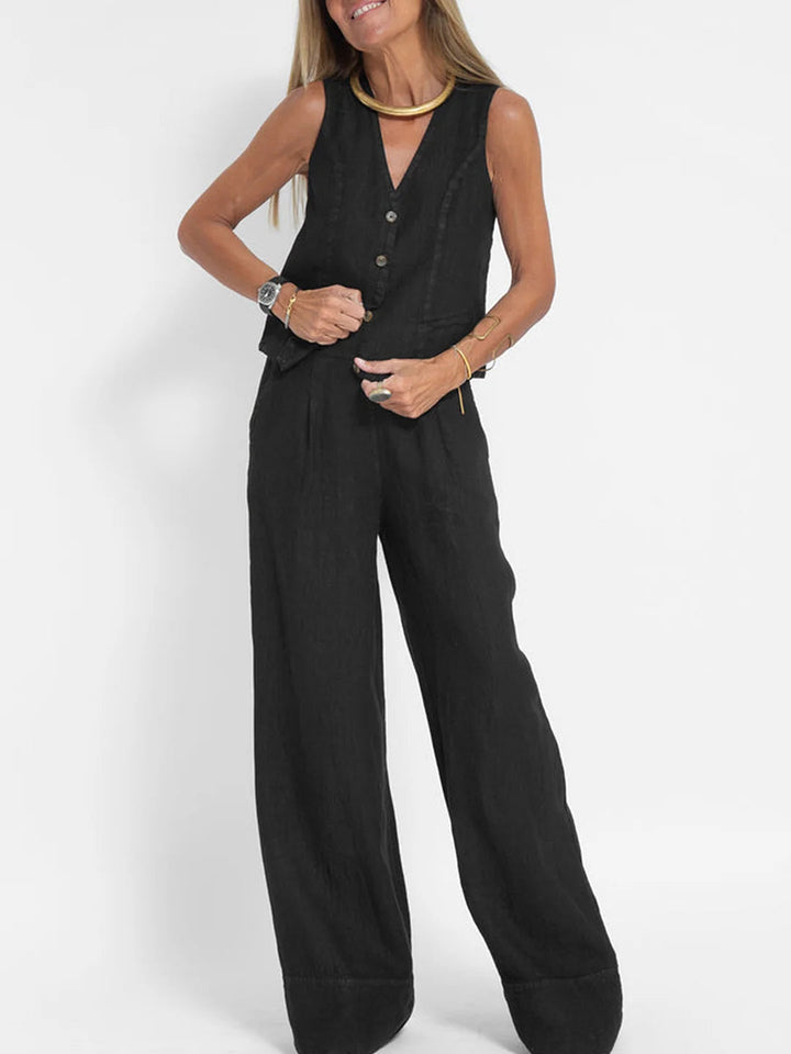 Aira – Completo elegante di due pezzi con gilet e pantaloni a gamba larga