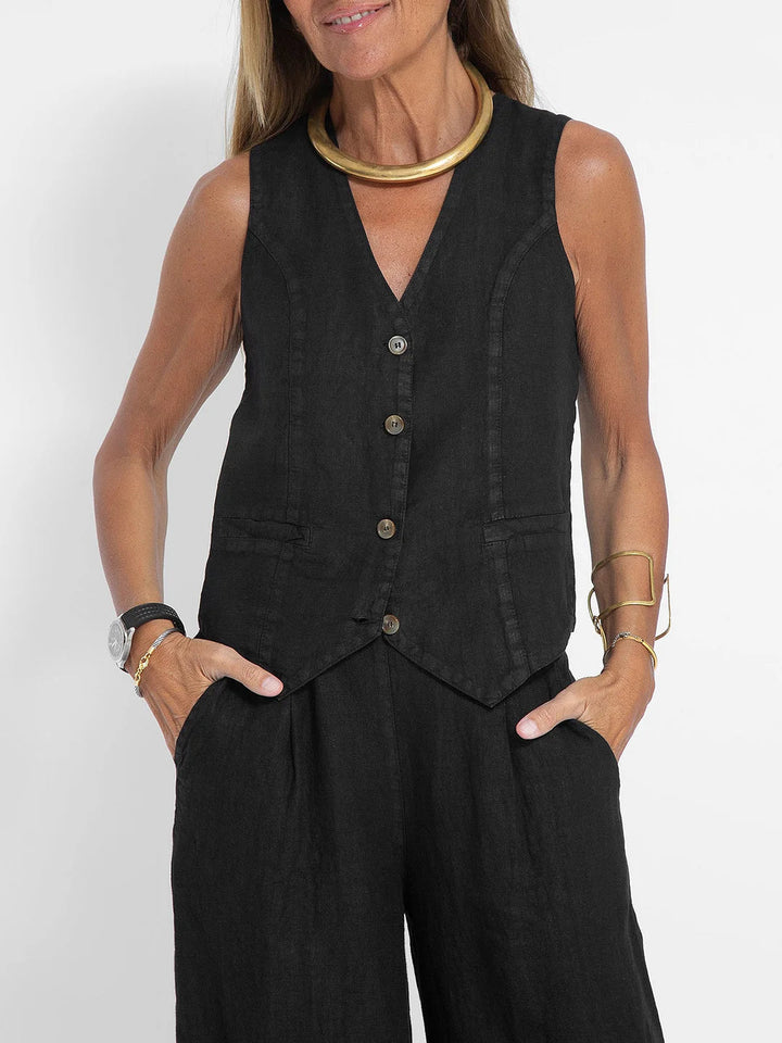 Aira – Completo elegante di due pezzi con gilet e pantaloni a gamba larga