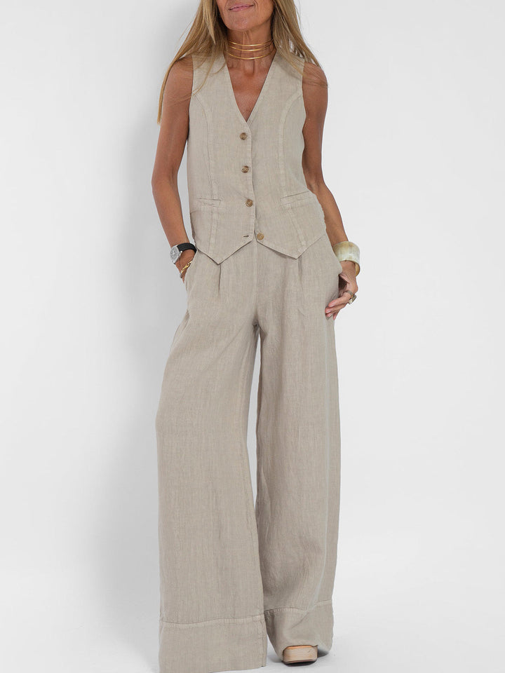 Aira – Completo elegante di due pezzi con gilet e pantaloni a gamba larga