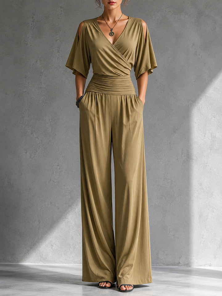 Alia | Combinazione elegante con effetto portafoglio e gambe larghe
