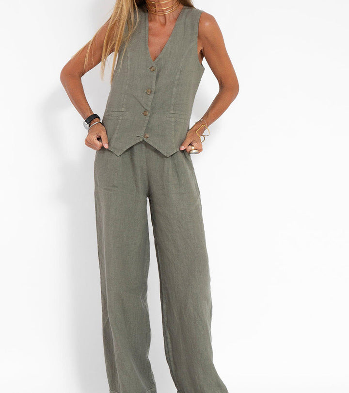 Aira – Completo elegante di due pezzi con gilet e pantaloni a gamba larga