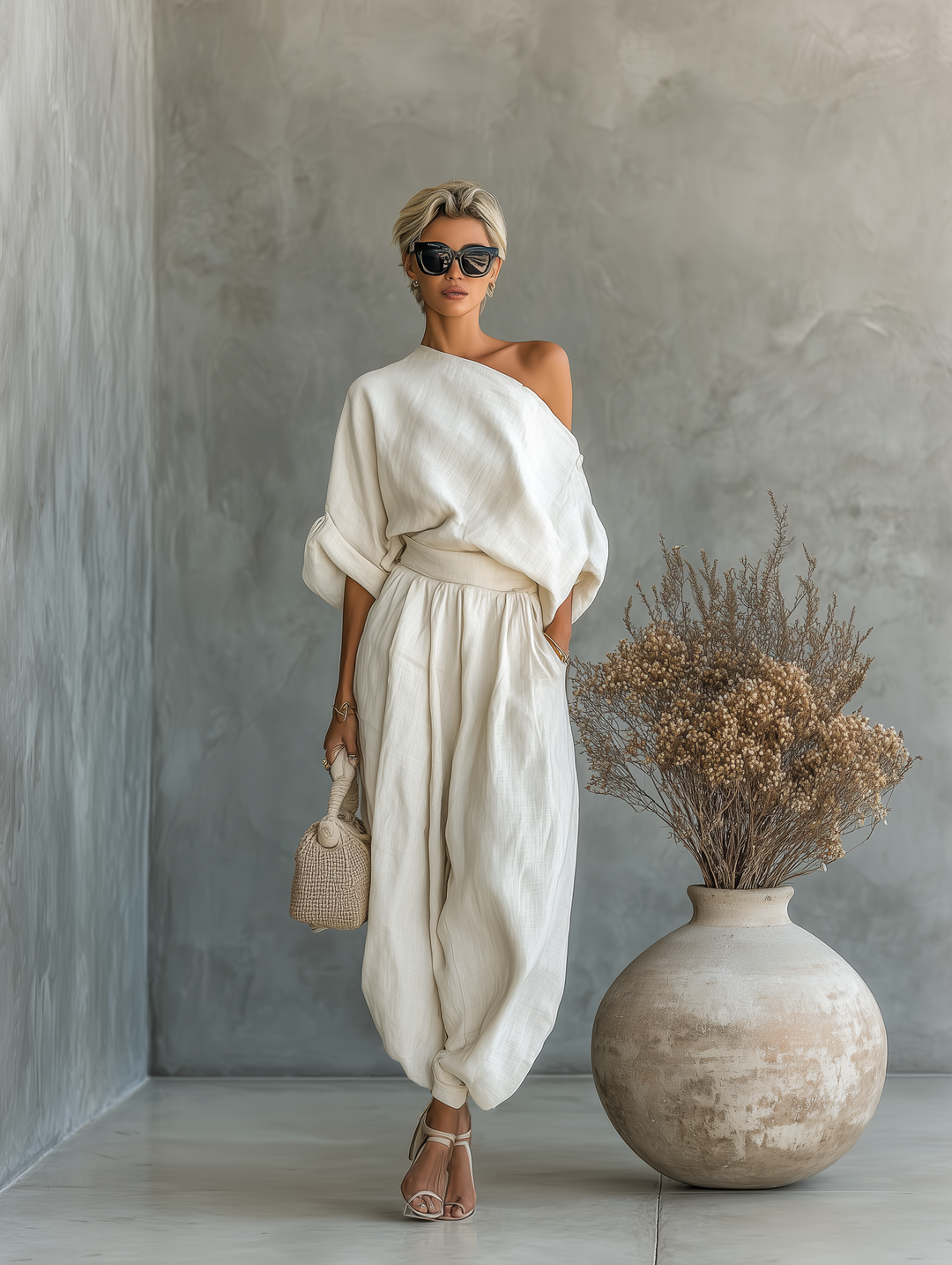 Lisa | Top morbido a spalle scoperte e pantaloni tapered