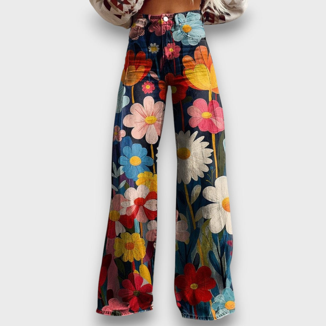 Talira – Pantaloni larghi con anima floreale